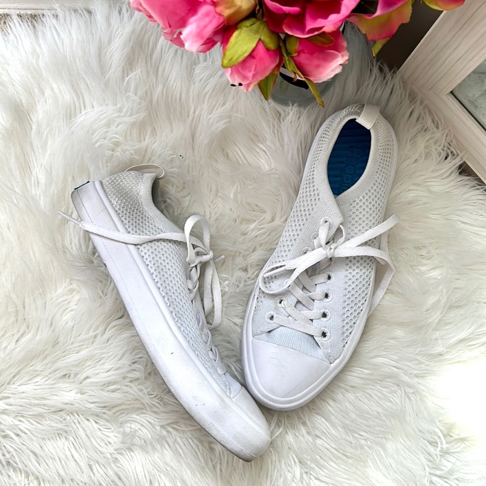 People Footwear 3D printed white mesh low top lightweight perforated sneakers